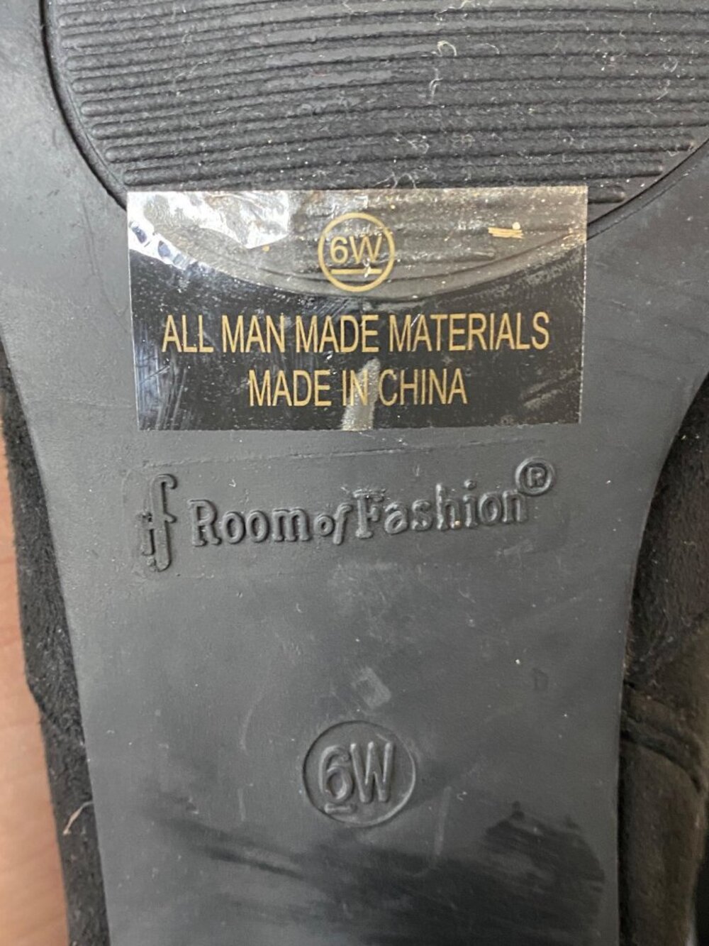 Room of Fashion Knee High Black Suede Boots Lace Back Block Heel 6W - Picture 12 of 12